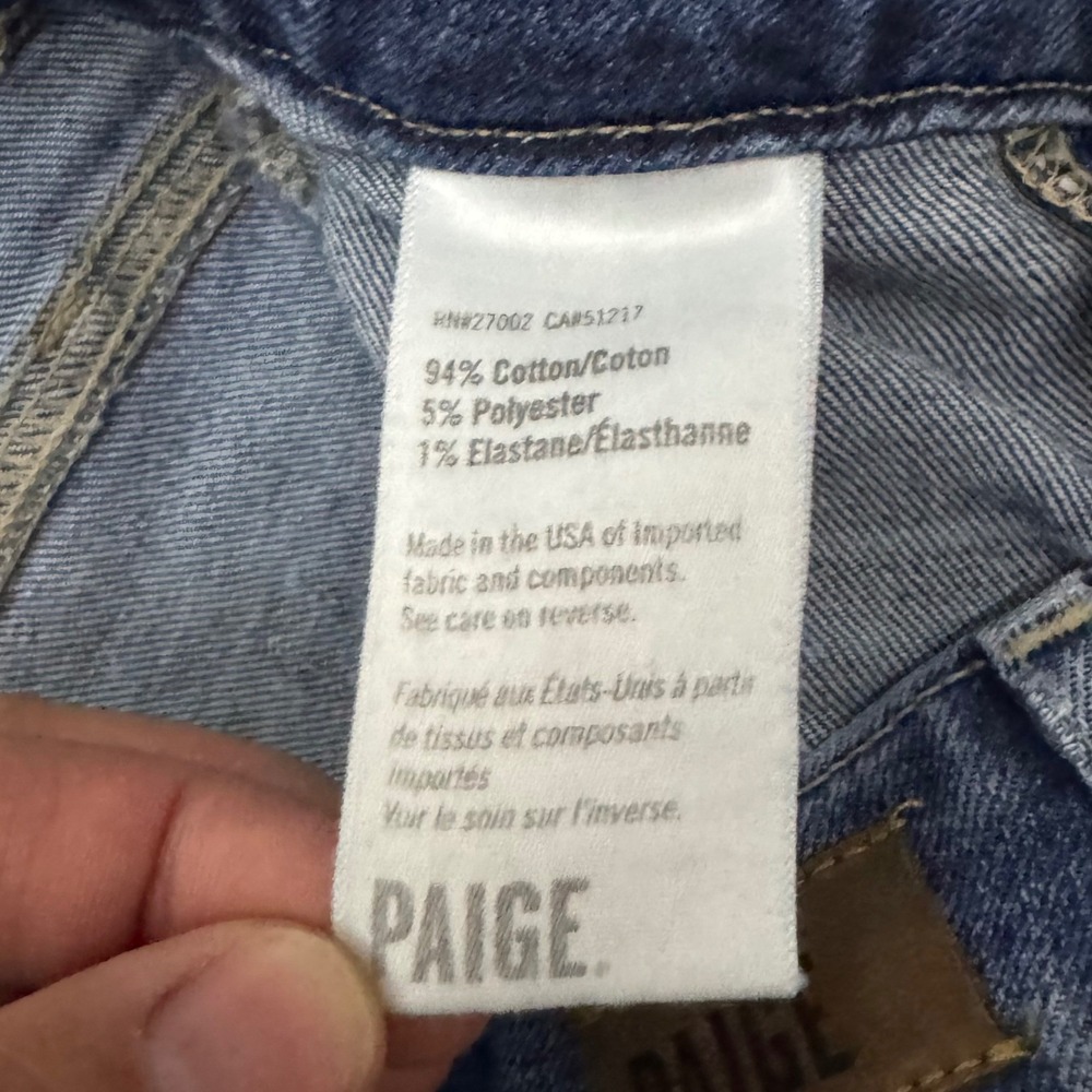PAIGE Taylor Straight Lyla Jeans Womens 31 High Rise Raw Hem Crop Denim - Picture 4 of 7